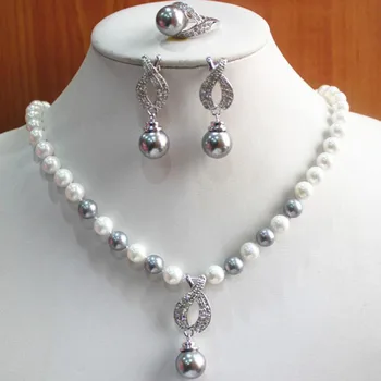 Hot sell free shipping ~~ best gift jewelry set!Wholesale simple and noble Women's white and gray pearl Necklace earring ring
Hot sell free shipping ~~ best gift jewelry set!Wholesale simple and noble Women's white and gray pearl Necklace earring ring