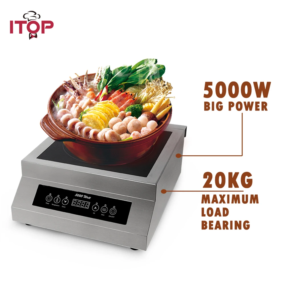 ITOP Commercial 5000W Induction Cooker 23A Glass-ceramic Glass Touch Control Cooking Machine Big Power Connect With Air Switch
ITOP Commercial 5000W Induction Cooker 23A Glass-ceramic Glass Touch Control Cooking Machine Big Power Connect With Air Switch