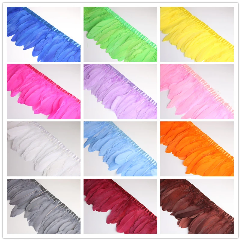 10 yards/Lot Goose Feathers Trim 15-20CM/6-8Inch Dyed Real Geese Feather Fringes Ribbons for Dress Skirt Cloth Belt decorative
10 yards/Lot Goose Feathers Trim 15-20CM/6-8Inch Dyed Real Geese Feather Fringes Ribbons for Dress Skirt Cloth Belt decorative
