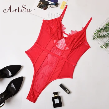 ArtSu Christmsa Red Mesh Lace Bodysuit Transparent Spaghetti Straps Sexy Teddy Bodysuits Erotic Hoolow Out Catsuit ASJU60612 
ArtSu Christmsa Red Mesh Lace Bodysuit Transparent Spaghetti Straps Sexy Teddy Bodysuits Erotic Hoolow Out Catsuit ASJU60612