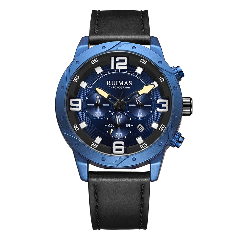 RUIMAS Unique Top Luxury Brand Men Quartz Watch Leather Military Mens Watches Waterproof Chronograph Calendar Relogio Masculino
RUIMAS Unique Top Luxury Brand Men Quartz Watch Leather Military Mens Watches Waterproof Chronograph Calendar Relogio Masculino
