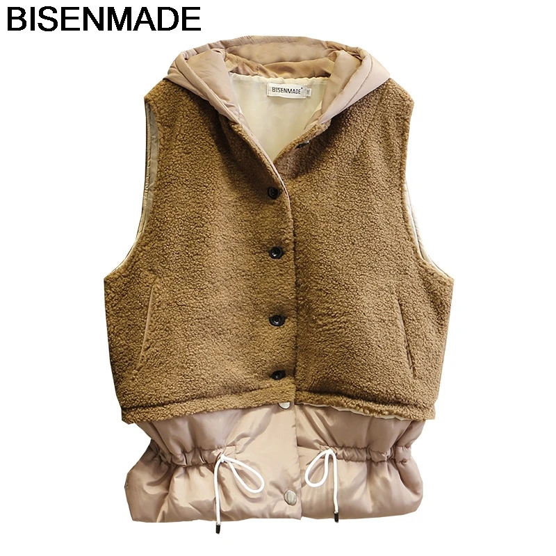 BISENMADE Oversize Women's Vests Winter Warm New Style 2020 Loose Hem Drawstring Shell Fleece Hooded Down Cotton Vest Jacket
BISENMADE Oversize Women's Vests Winter Warm New Style 2020 Loose Hem Drawstring Shell Fleece Hooded Down Cotton Vest Jacket