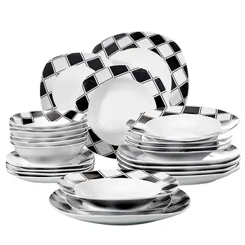 VEWEET NICOLE 24-Piece Ivory White Porcelain Ceramic Dinnerware Tableware Set 6*Bowls/Dessert Plates/Soup Plates/Dinner Plate
VEWEET NICOLE 24-Piece Ivory White Porcelain Ceramic Dinnerware Tableware Set 6*Bowls/Dessert Plates/Soup Plates/Dinner Plate