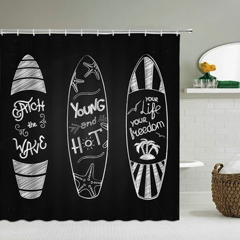Drifting Surf Surfboard Printed 3d Bath Curtains Waterproof Washable Bathroom Shower Curtain Black White Screen With Hooks
Drifting Surf Surfboard Printed 3d Bath Curtains Waterproof Washable Bathroom Shower Curtain Black White Screen With Hooks