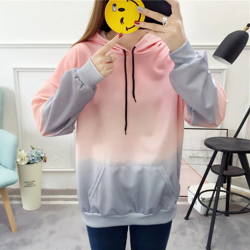 2019 Fall Winter Fashion Cool Gradient Hit Color Women Hoodies Sweatshirt Street Full Sleeve Loose M-2XL Hoodies Female 
2019 Fall Winter Fashion Cool Gradient Hit Color Women Hoodies Sweatshirt Street Full Sleeve Loose M-2XL Hoodies Female