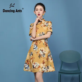 Woman A-line Dress Bodycon Sexy Vestidos Vintage Chinese Style Printed Dress Short Sleeve Slim Handmade Button Dresses
Woman A-line Dress Bodycon Sexy Vestidos Vintage Chinese Style Printed Dress Short Sleeve Slim Handmade Button Dresses