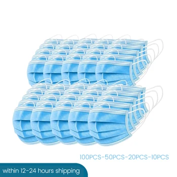 100Pcs Safety Face Masks Protective Mask Disposable 3 Layers Non-Woven Filter Dustproof Earloop Mouth Masks 12 hours Shipping
100Pcs Safety Face Masks Protective Mask Disposable 3 Layers Non-Woven Filter Dustproof Earloop Mouth Masks 12 hours Shipping