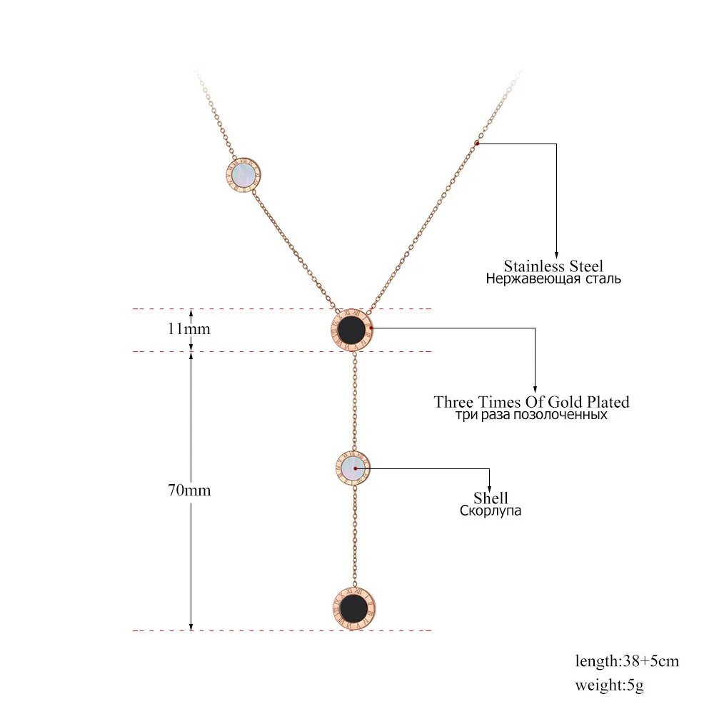 Elegant Roman shell pendant necklace in stainless steel for women.