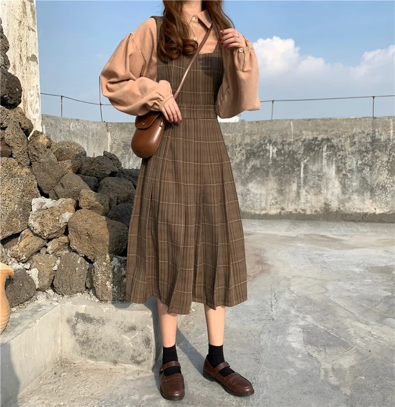 Retro Dresses For Women 2 Piece Suit Winter And Autumn British Style Plaid A-line Dresses Casual Suspenders Dresses
Retro Dresses For Women 2 Piece Suit Winter And Autumn British Style Plaid A-line Dresses Casual Suspenders Dresses