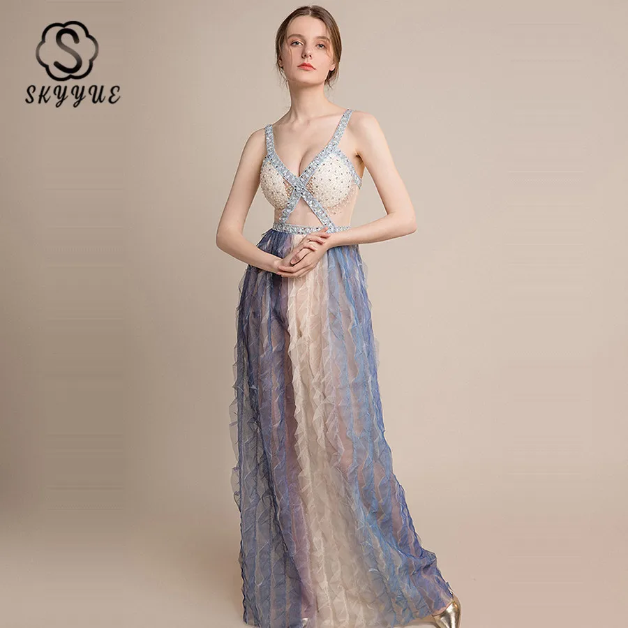 Skyyue Evening Dress sequin crystal Robe De Soiree Sleeveless evening dresses for women floor length Evening Gown 2019 H086
Skyyue Evening Dress sequin crystal Robe De Soiree Sleeveless evening dresses for women floor length Evening Gown 2019 H086