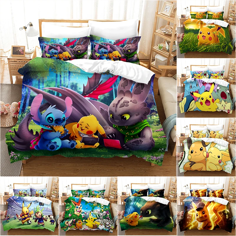 Kids Bedding Digital Printed Cute CartoonPokemon Pattern Duvet Cover with Pillow Cover Bedding Set Bedroom Decor for Kids
Kids Bedding Digital Printed Cute CartoonPokemon Pattern Duvet Cover with Pillow Cover Bedding Set Bedroom Decor for Kids