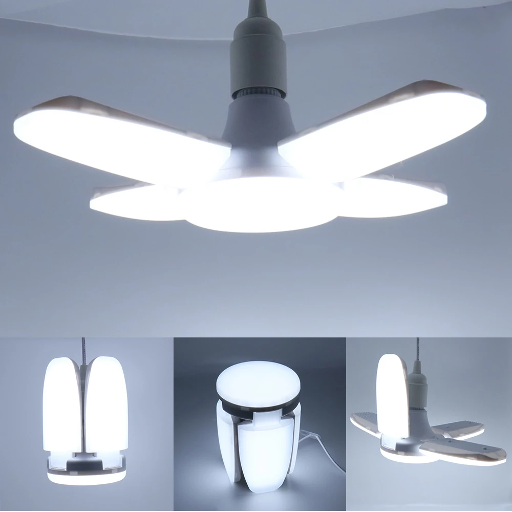 85-265V Led Bulb E27 28W 50W Foldable Fan Blade Led Light Lampada Angle Adjustable For Home Garage Lighting
85-265V Led Bulb E27 28W 50W Foldable Fan Blade Led Light Lampada Angle Adjustable For Home Garage Lighting