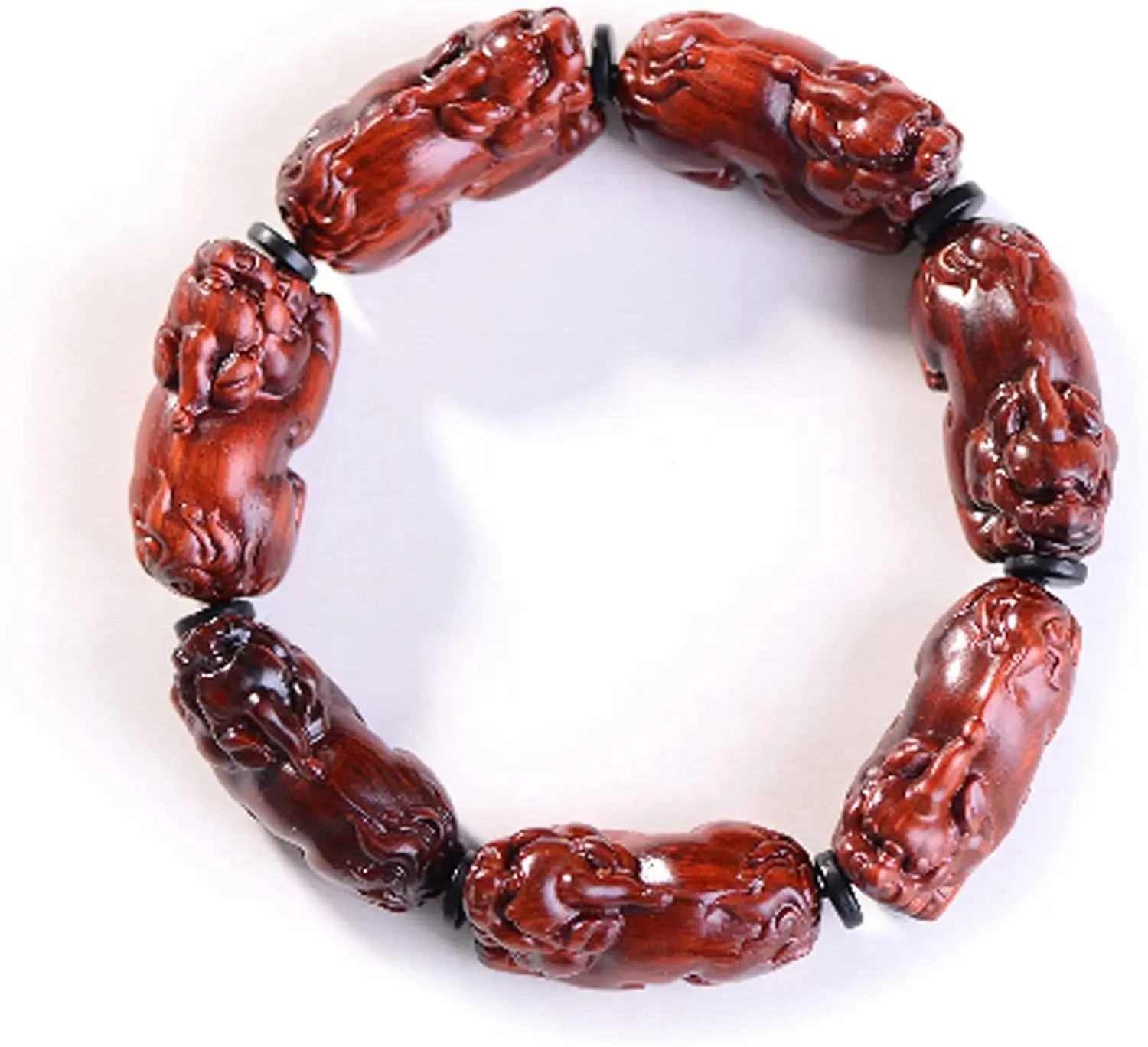 

Red Sandalwood Bracelets Fengshui Prosperity Bracelet Wood Beads Bracelet Pi Xiu/Pi Yao Attract Wealth And Good Luck Protection