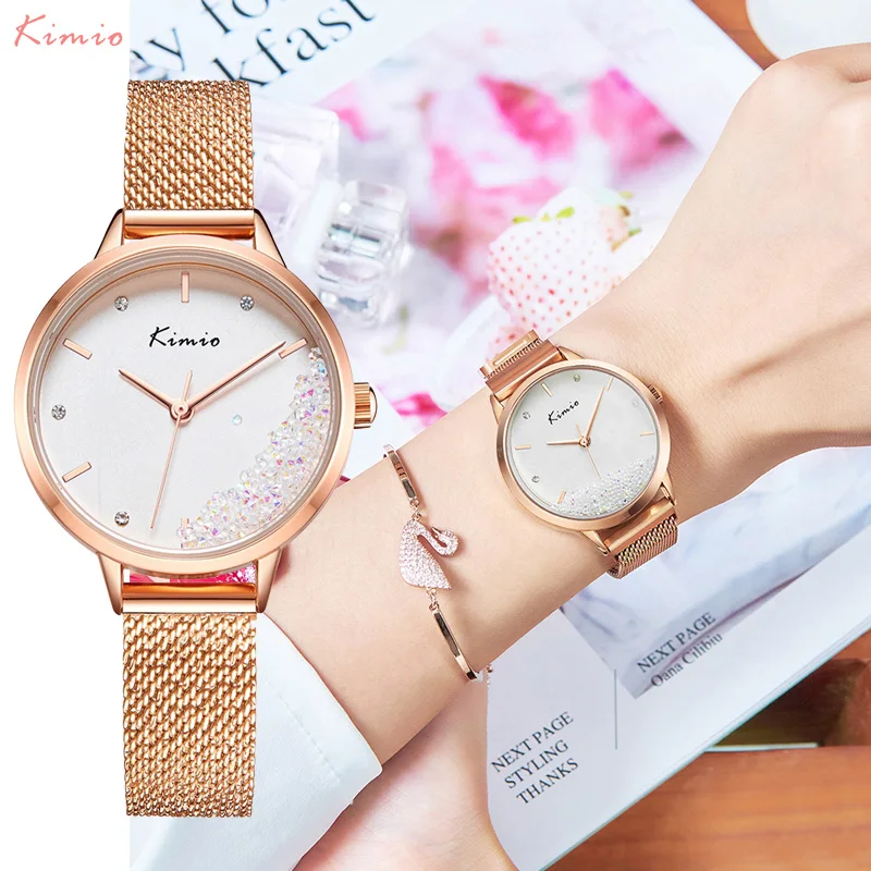 Kimio Luxury Crystal Watch Women Waterproof Rose Gold Steel Strap Ladies Wrist Watches Top Brand Bracelet Clock Relogio Feminino 
Kimio Luxury Crystal Watch Women Waterproof Rose Gold Steel Strap Ladies Wrist Watches Top Brand Bracelet Clock Relogio Feminino