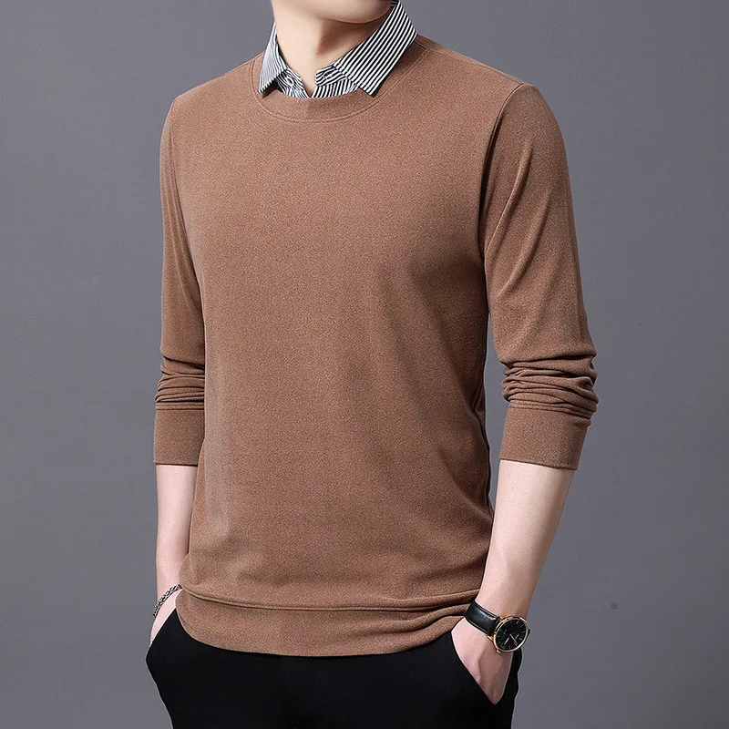 2020, Зимняя мужская футболка с длинным рукавом и воротником, тянущаяся черная однотонная Бордовая рубашка, плюшевые блузки 
2020, Зимняя мужская футболка с длинным рукавом и воротником, тянущаяся черная однотонная Бордовая рубашка, плюшевые блузки