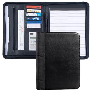 A4 Zipper Black Padfolio Portfolio PU Leather,Business Document Organizer Conference File Folder With Calculator
A4 Zipper Black Padfolio Portfolio PU Leather,Business Document Organizer Conference File Folder With Calculator
