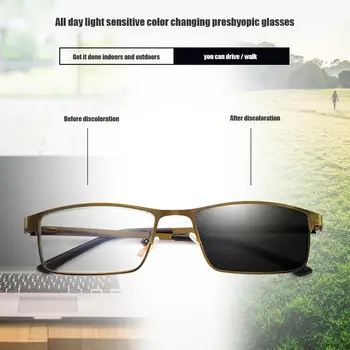 New Design Photochromic Reading Glasses Ntelligent Light-sensitive Color Changing Men Half Rim Titanium alloy Presbyopia
New Design Photochromic Reading Glasses Ntelligent Light-sensitive Color Changing Men Half Rim Titanium alloy Presbyopia