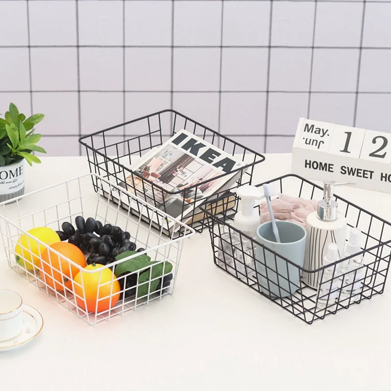 Rectangle Metal Storage Basket Office Books Sundries Finishing Iron Baskets Kitchen Fruit Organizer Basket Bathroom Holder Rack
Rectangle Metal Storage Basket Office Books Sundries Finishing Iron Baskets Kitchen Fruit Organizer Basket Bathroom Holder Rack