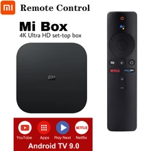 Original xiaomi mi tv box4c controle remoto inteligente android 9.0 bluetooth voz controle remoto google assistente netflix