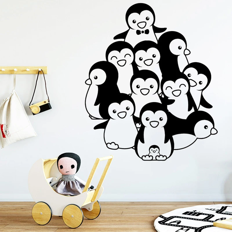 Настенные стикеры в виде пингвинов виниловые наклейки для маленьких детей