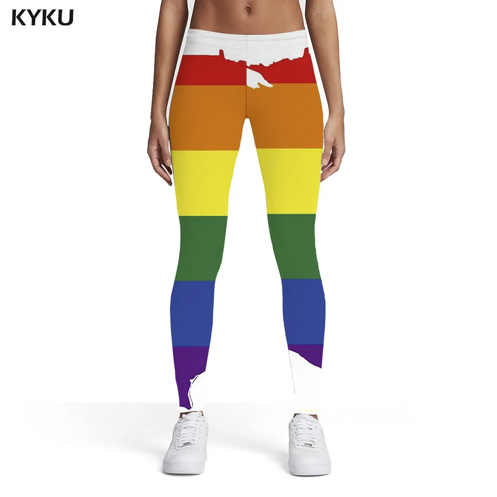 

KYKU Rainbow Leggings Women Colorful Trousers National Flag Sexy Novel 3d Print Womens Leggings Pants Jeggings Fashion Skinny