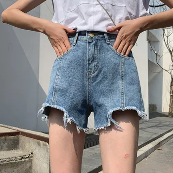 summer wind female blue high waist denim shorts women worn loose burr hole jeans shorts Denim girl Sexy Frayed Hem Ripped pants
summer wind female blue high waist denim shorts women worn loose burr hole jeans shorts Denim girl Sexy Frayed Hem Ripped pants