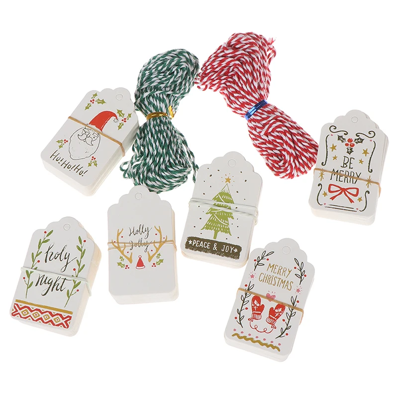 50pcs merry christmas paper tags diy craft label for christmas