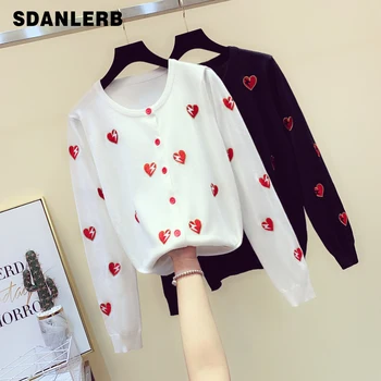 Women's Small Fragrance Peach Heart Embroidered Knitted Shirt Short Sweater Thin Single-row Button Cardigan Coat Coats
Women's Small Fragrance Peach Heart Embroidered Knitted Shirt Short Sweater Thin Single-row Button Cardigan Coat Coats