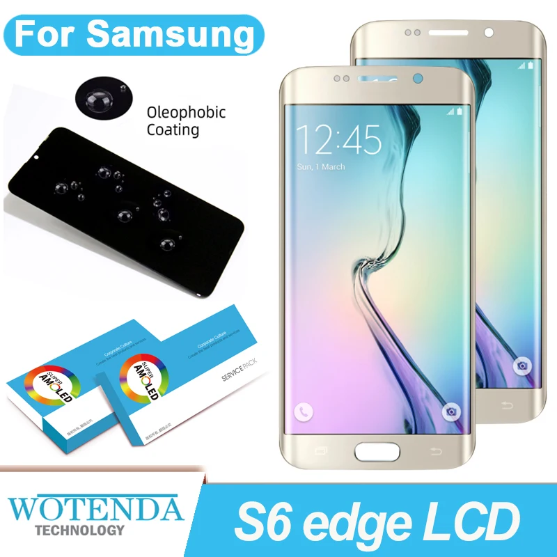 100% Оригинальный 5 1 ''Super AMOLED графический сенсорный ЖК-дисплей для Samsung Galaxy S6