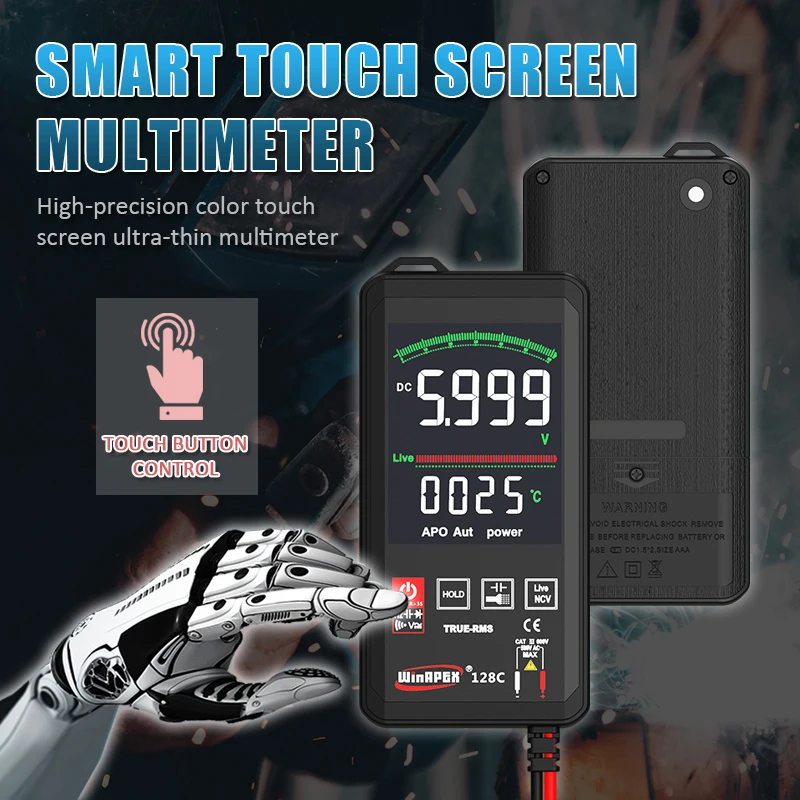 Smart Multimeter Automatic Digital Multimeter 6000 Counts Intelligent Scanning AC DC NCV True RMS Measurement Touch Screen
Smart Multimeter Automatic Digital Multimeter 6000 Counts Intelligent Scanning AC DC NCV True RMS Measurement Touch Screen
