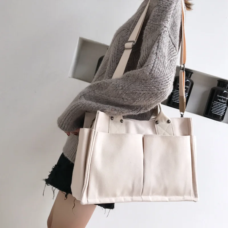 Canvas Bag Women's Korean-style Simple Versatile Handbag INS Literature And Art Style Multi-pockets Large Capacity Shoulder Obli
Canvas Bag Women's Korean-style Simple Versatile Handbag INS Literature And Art Style Multi-pockets Large Capacity Shoulder Obli