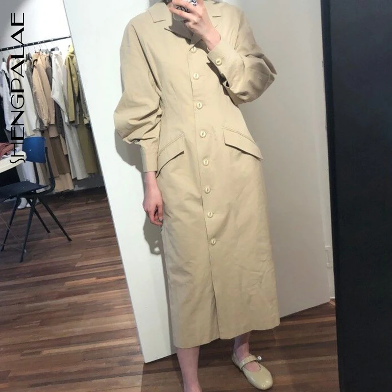 SHENGPALAE Single Breasted Pockets Sopen Stitch Full Lantern Sleeve Turn-down Collar Women Coat Autumn 2019 Korean Fashion FS426
SHENGPALAE Single Breasted Pockets Sopen Stitch Full Lantern Sleeve Turn-down Collar Women Coat Autumn 2019 Korean Fashion FS426