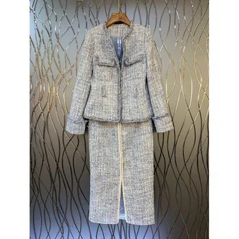 New tweed jacket skirt two piece suit temperament celebrity women s autumn European and American
New tweed jacket skirt two piece suit temperament celebrity women s autumn European and American