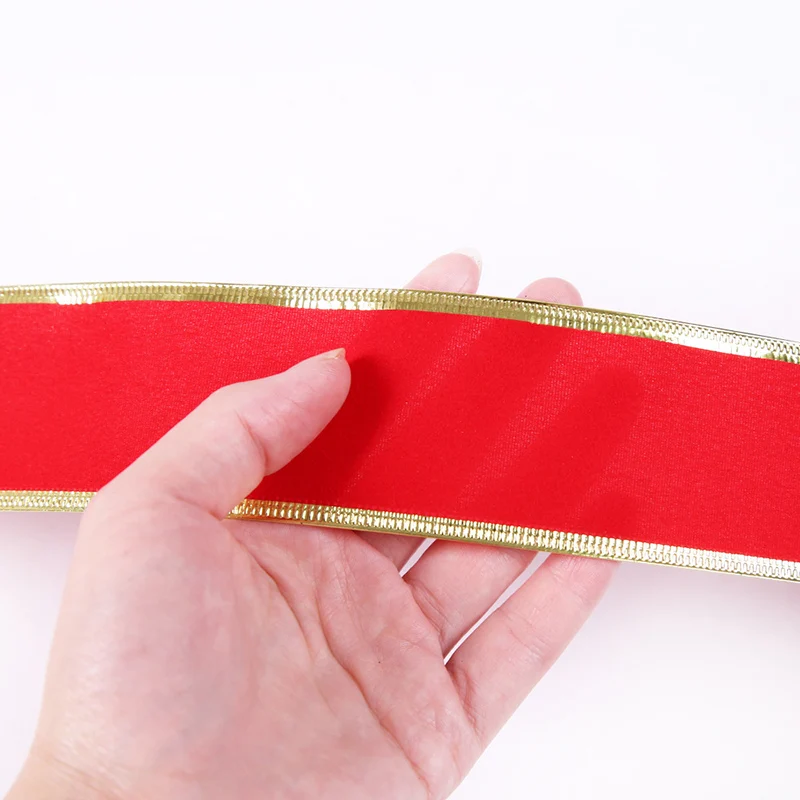 10M Christmas Ribbon Articles Pure Red Christmas Tree Decorations Supplies Ribbons With Iron Wire Gold Edged Ribbons For Crafts
10M Christmas Ribbon Articles Pure Red Christmas Tree Decorations Supplies Ribbons With Iron Wire Gold Edged Ribbons For Crafts