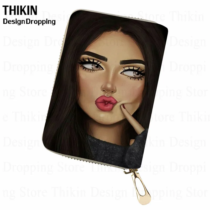 THIKIN Sexy Black African Girls Print Ladies PU Leather Card Holder Zipper Bussiness Passport Card Cover Women Credit Card Case
THIKIN Sexy Black African Girls Print Ladies PU Leather Card Holder Zipper Bussiness Passport Card Cover Women Credit Card Case