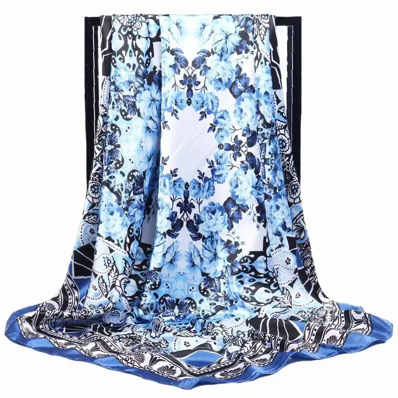 

NewSilk Scarf Fashion Foulard Satin Shawl Scarfs Big Size 90*90cm Square silk Hair /Head Scarves Women bandana Handkerchief DF03