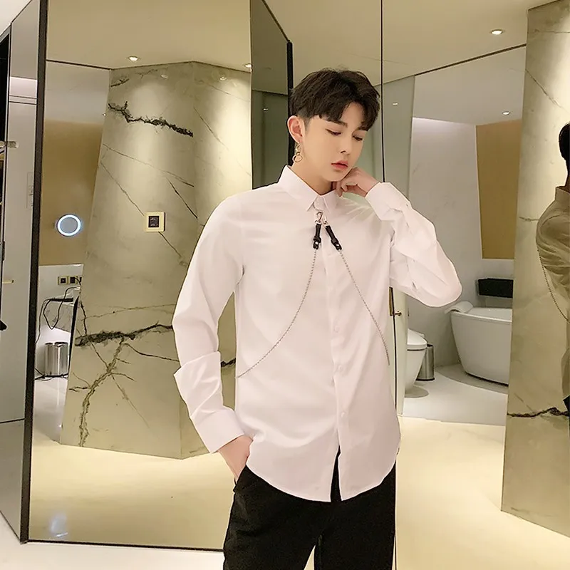 Модные весенние мужские подвесная цепь рубашка с длинными рукавами Camisas Hombre японский стиль Харадзюку мужской в стиле готик-панк классические рубашки вечерние Одежда
Модные весенние мужские подвесная цепь рубашка с длинными рукавами Camisas Hombre японский стиль Харадзюку мужской в стиле готик-панк классические рубашки вечерние Одежда