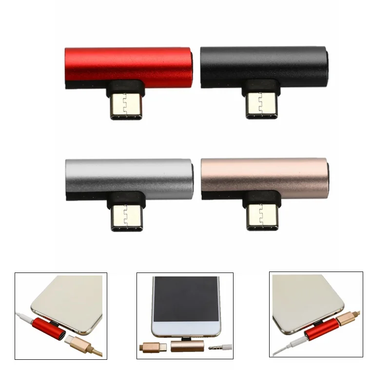 2 в 1 Тип C USB наушники AUX преобразователь кабельного разъема адаптер аудио зарядка