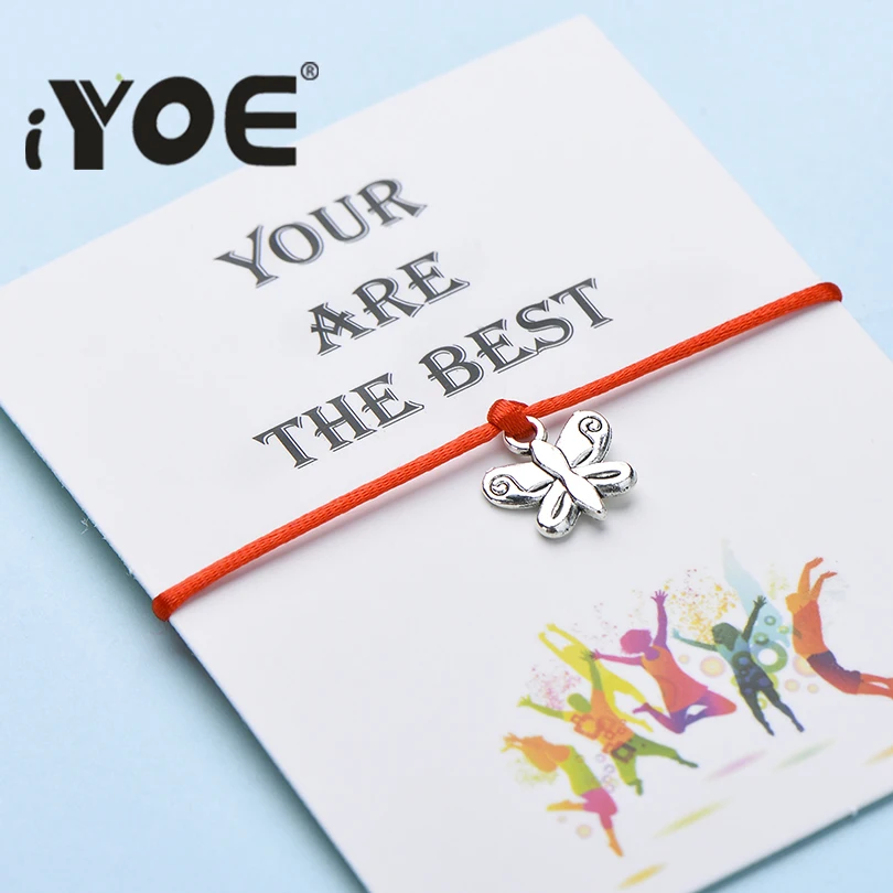 Браслет IYOE Wish Card You-лучший браслет с бабочками для женщин и девочек ручной работы