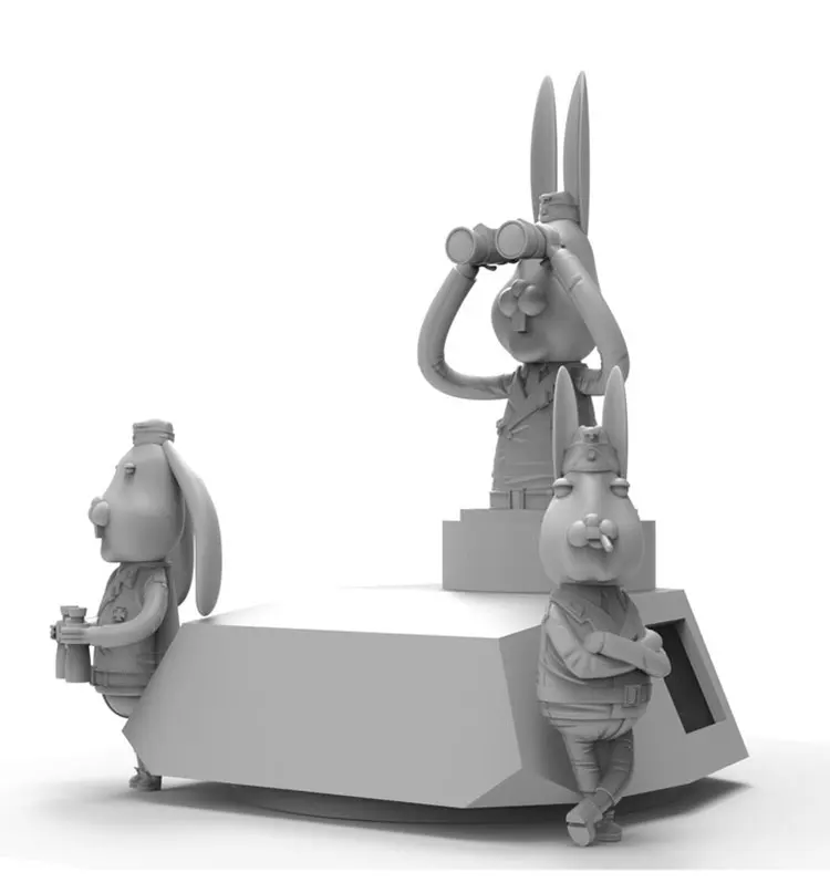 Kawaii 1/35 масштаб мультфильм кролик телескоп милые животные миниатюрные сцены
