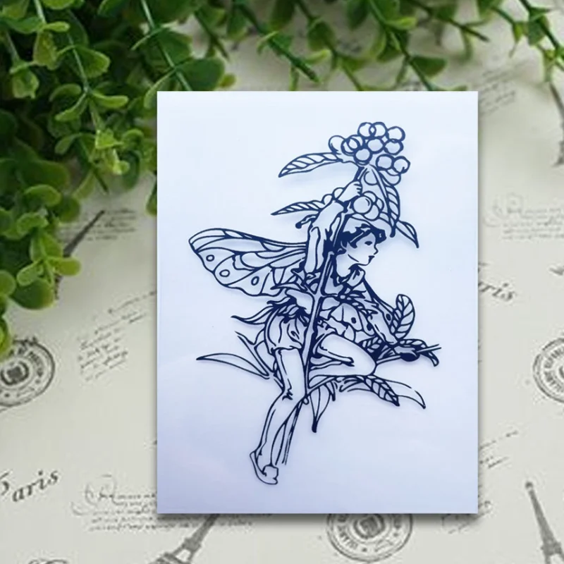 

Fruit Elf Fairy Transparent Silicone Stamp Cutting DIY Hand Account Scrapbooking Rubber Coloring Embossed Diary Decor Reusable