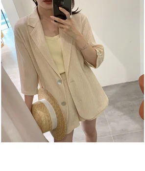 Women summer Pants Suits Office Lady Chiffon casual blazer and shorts 2 piece suit set
Women summer Pants Suits Office Lady Chiffon casual blazer and shorts 2 piece suit set