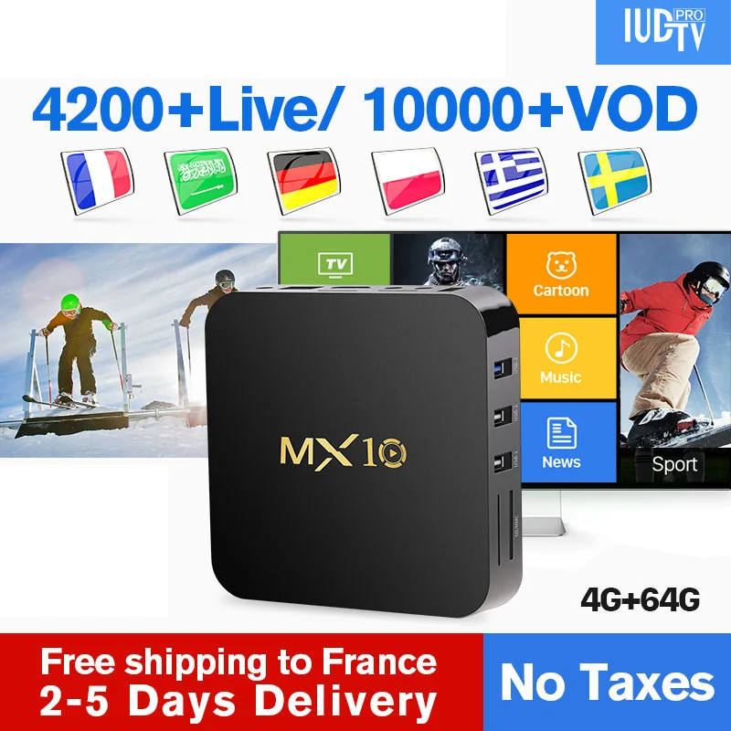 Spain IPTV Germany Italy Sweden Greek MX10 Android 9.0 4+64G IP TV Box Turkey Portugal IUDTVPro IPTV Subscription TV Receiver
Spain IPTV Germany Italy Sweden Greek MX10 Android 9.0 4+64G IP TV Box Turkey Portugal IUDTVPro IPTV Subscription TV Receiver