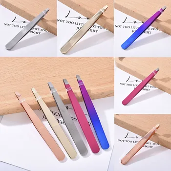 

Eyebrow Tweezers Hair Beauty Eyelashes Extensions Eyebrow Slanted Stainless Steel Tweezer Plucker Tip Clip Makeup Tool Brand