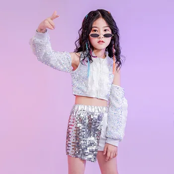 Kid Fashion Sequin Hip Hop Clothing Off Shoulder Crop Top Long Sleeve Shirt Shorts for Girls Jazz Dance Costume Set Clothes Wear
Kid Fashion Sequin Hip Hop Clothing Off Shoulder Crop Top Long Sleeve Shirt Shorts for Girls Jazz Dance Costume Set Clothes Wear