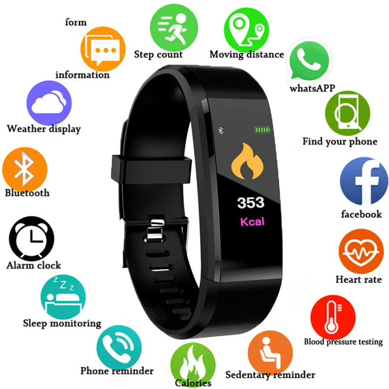 New Color Screen Smart Bracelet Sports Pedometer Fitness Running Walking Tracker Heart Rate Men Child Watch Watch Women Silicone
New Color Screen Smart Bracelet Sports Pedometer Fitness Running Walking Tracker Heart Rate Men Child Watch Watch Women Silicone