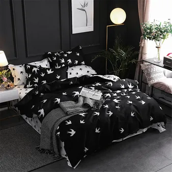 Black Double Bed Set With White Birds Pattern Twin Queen King Size Duvet Cover 200*240 Simple Geometric Pattern Bedspread Home 
Black Double Bed Set With White Birds Pattern Twin Queen King Size Duvet Cover 200*240 Simple Geometric Pattern Bedspread Home