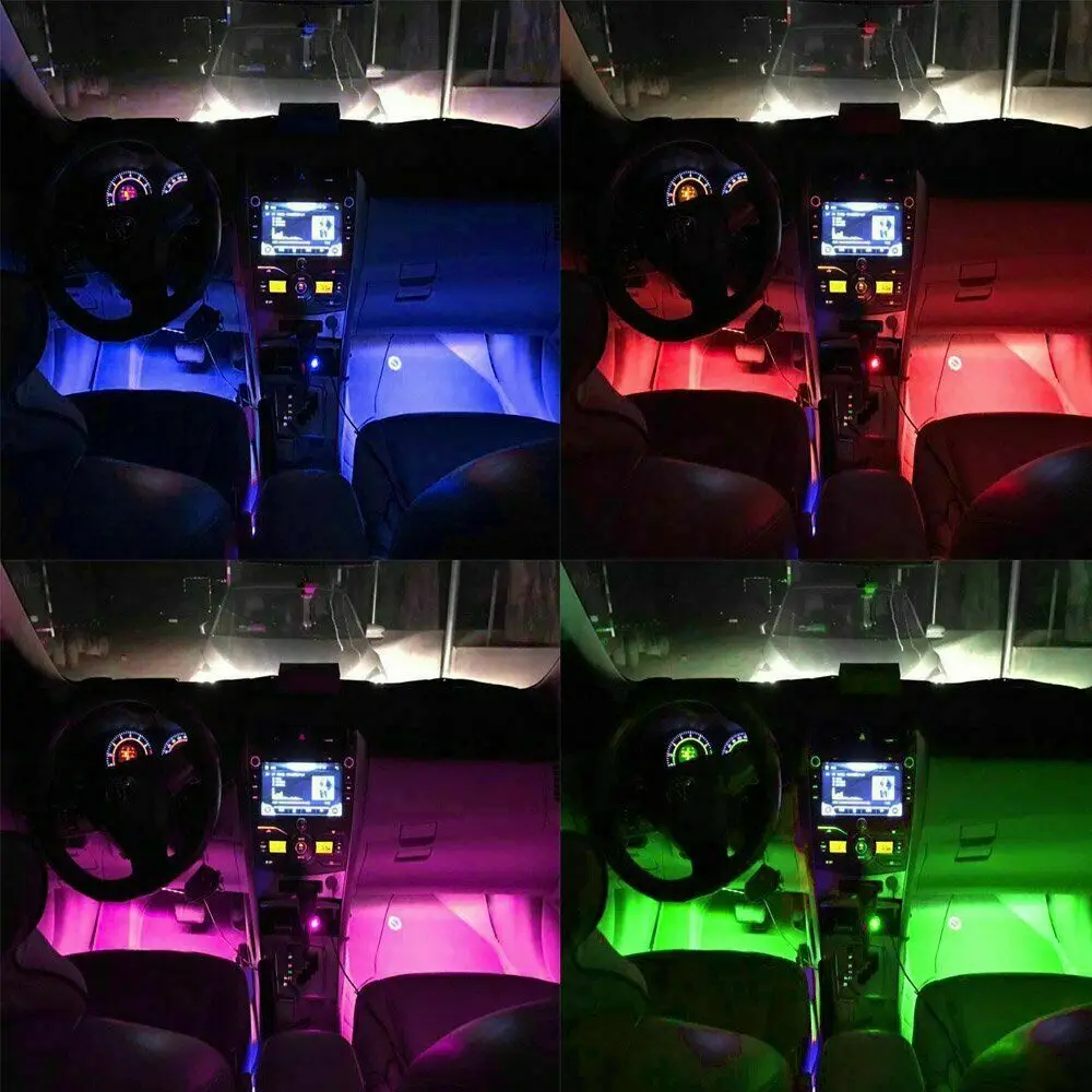 4x9 Светодиодная Автомобильная Атмосфера RGB музыкальная лента с дистанционным