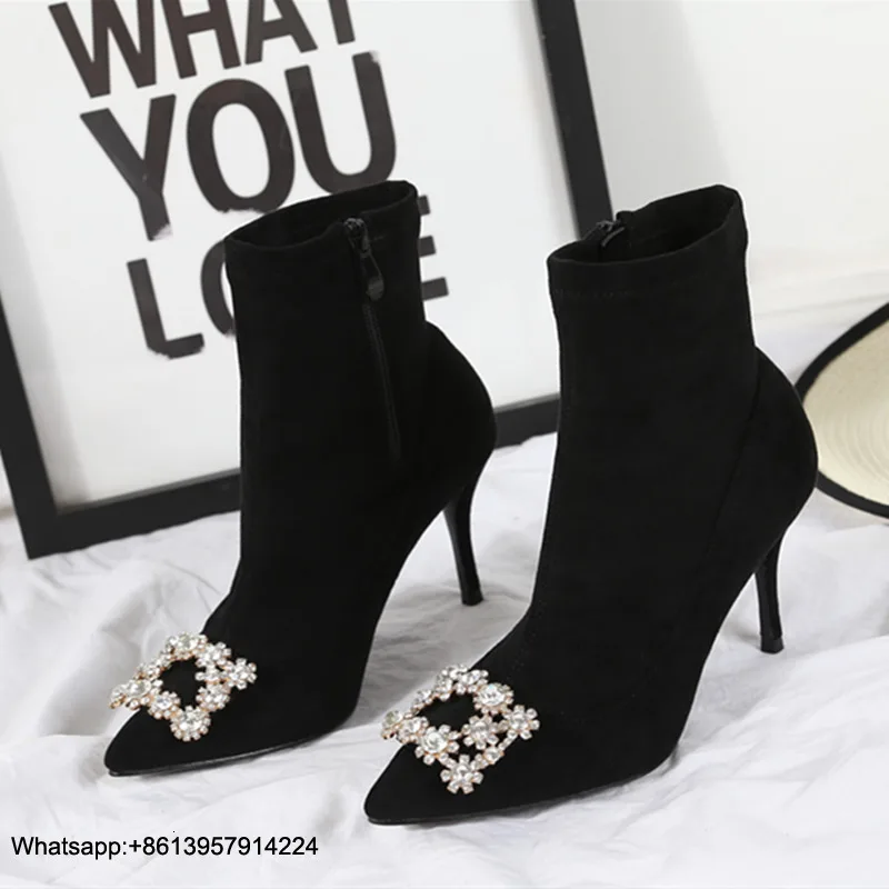 Women Donna Boots Scarpe Metal Decoration Botines Mujer Flower Sock Shoes Zipper Botas Pointed Toe Chaussures Femme Crystal
Women Donna Boots Scarpe Metal Decoration Botines Mujer Flower Sock Shoes Zipper Botas Pointed Toe Chaussures Femme Crystal