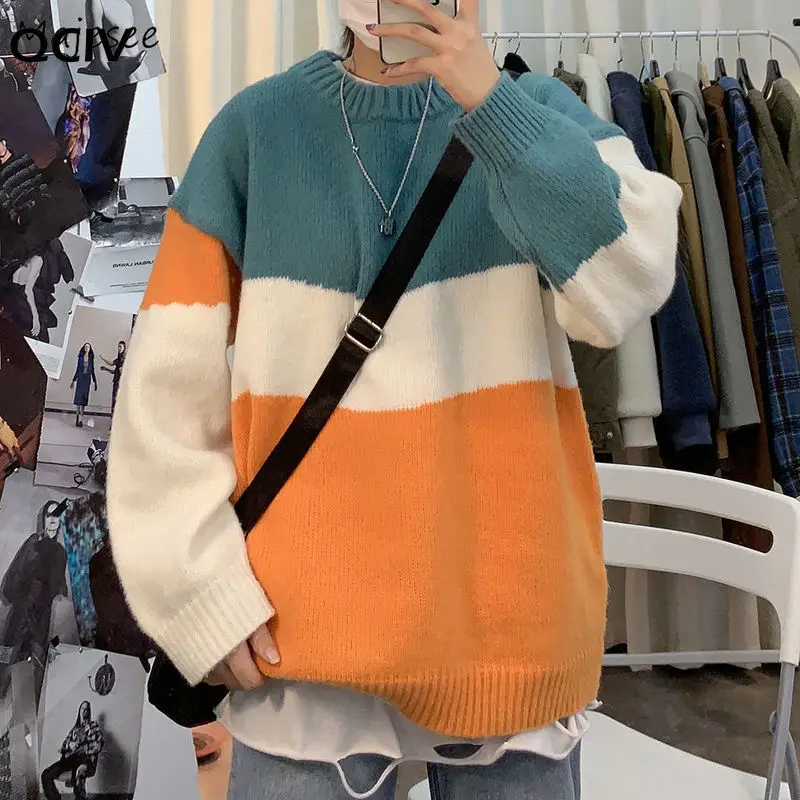 Pullovers Men Patchwork Long Sleeve Panelled Autumn Winter Korean Style New Trendy Leisure Sweaters Teens Knitted Stylish Ins
Pullovers Men Patchwork Long Sleeve Panelled Autumn Winter Korean Style New Trendy Leisure Sweaters Teens Knitted Stylish Ins